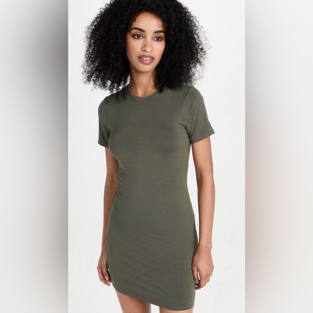 Good American Olive Stretchy T-Shirt Dress